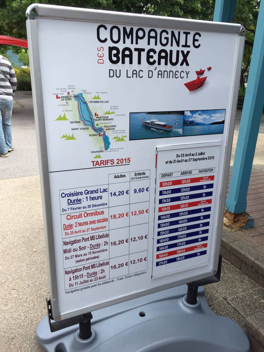 as opções de passeio de barco em Annecy